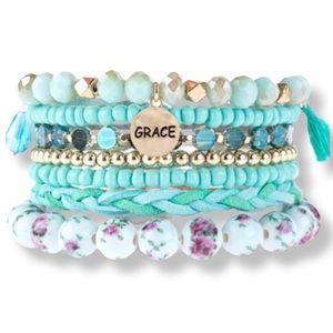 🌊 •Last One Left• Grace Metal Glass Bead Bracelet Set